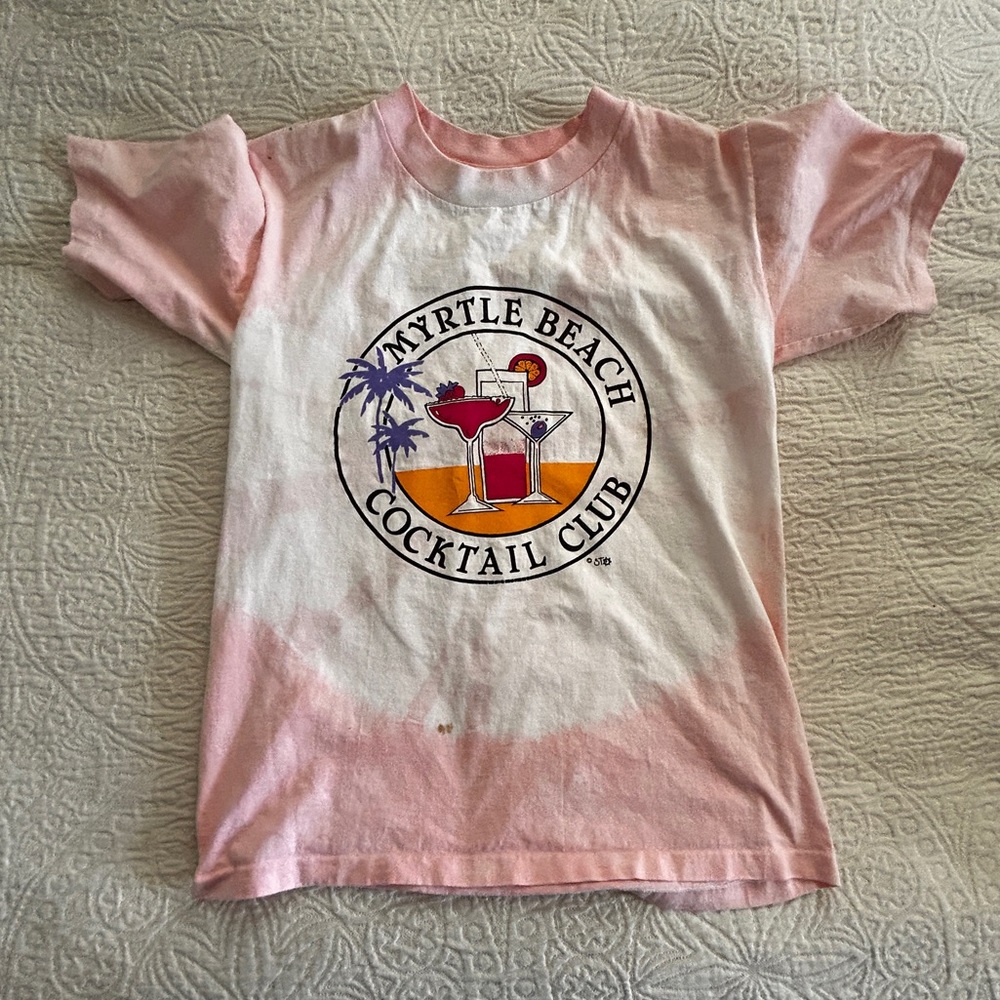 Men’s Pink Tie Dye Graphic Tee Myrtle Beach Cocktail Club size M